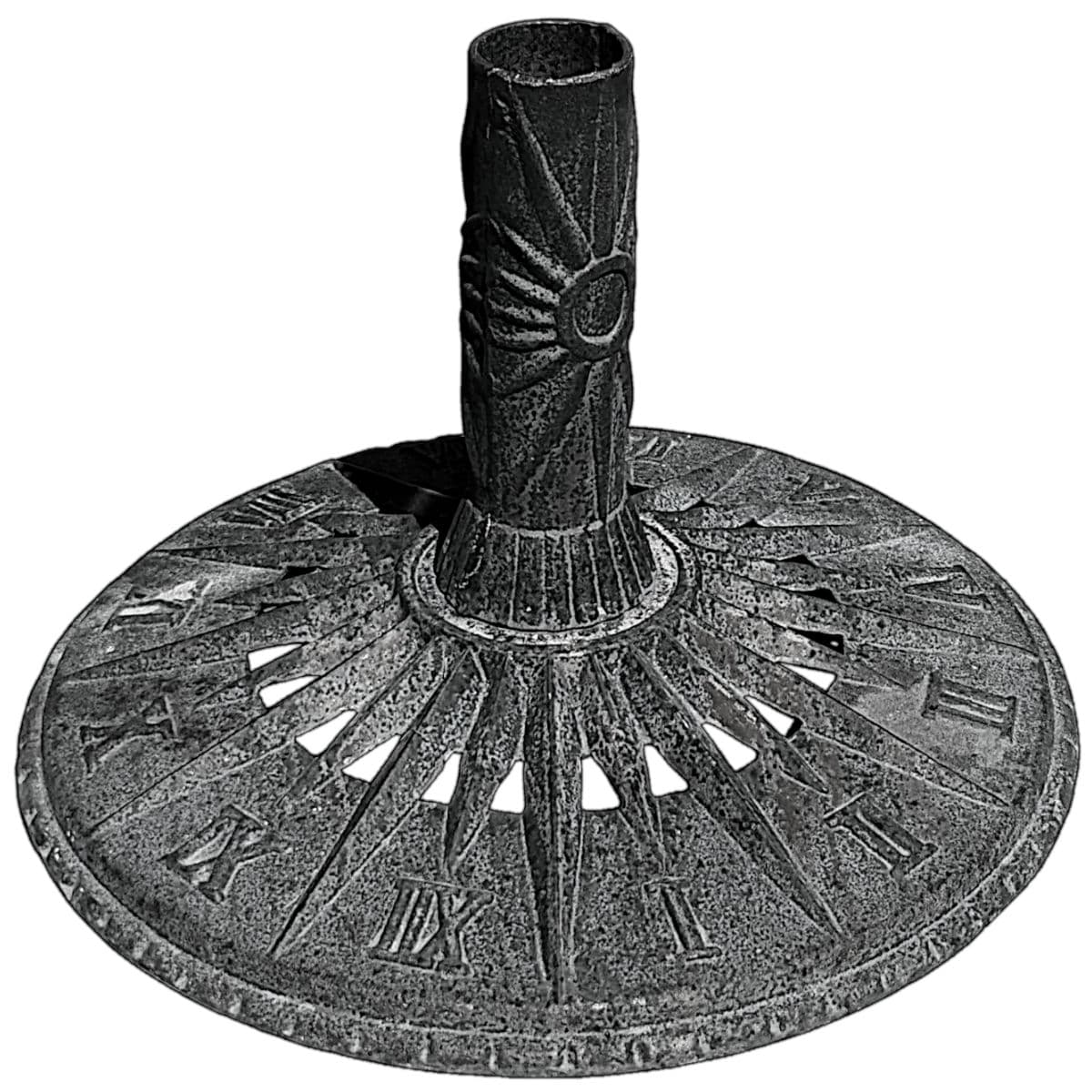 1960s Vintage Sundial Inspired Victorian Art Nouveau Style Cast Iron Patio Umbrella Stand - Thumbnail 5
