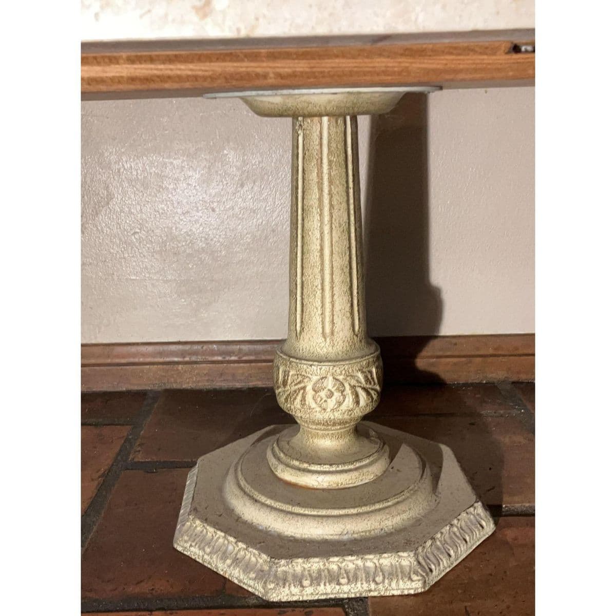 1940s Antique Victorian White Square Shaped Top Solid Italian Carrara Marble Side Table - Thumbnail 5