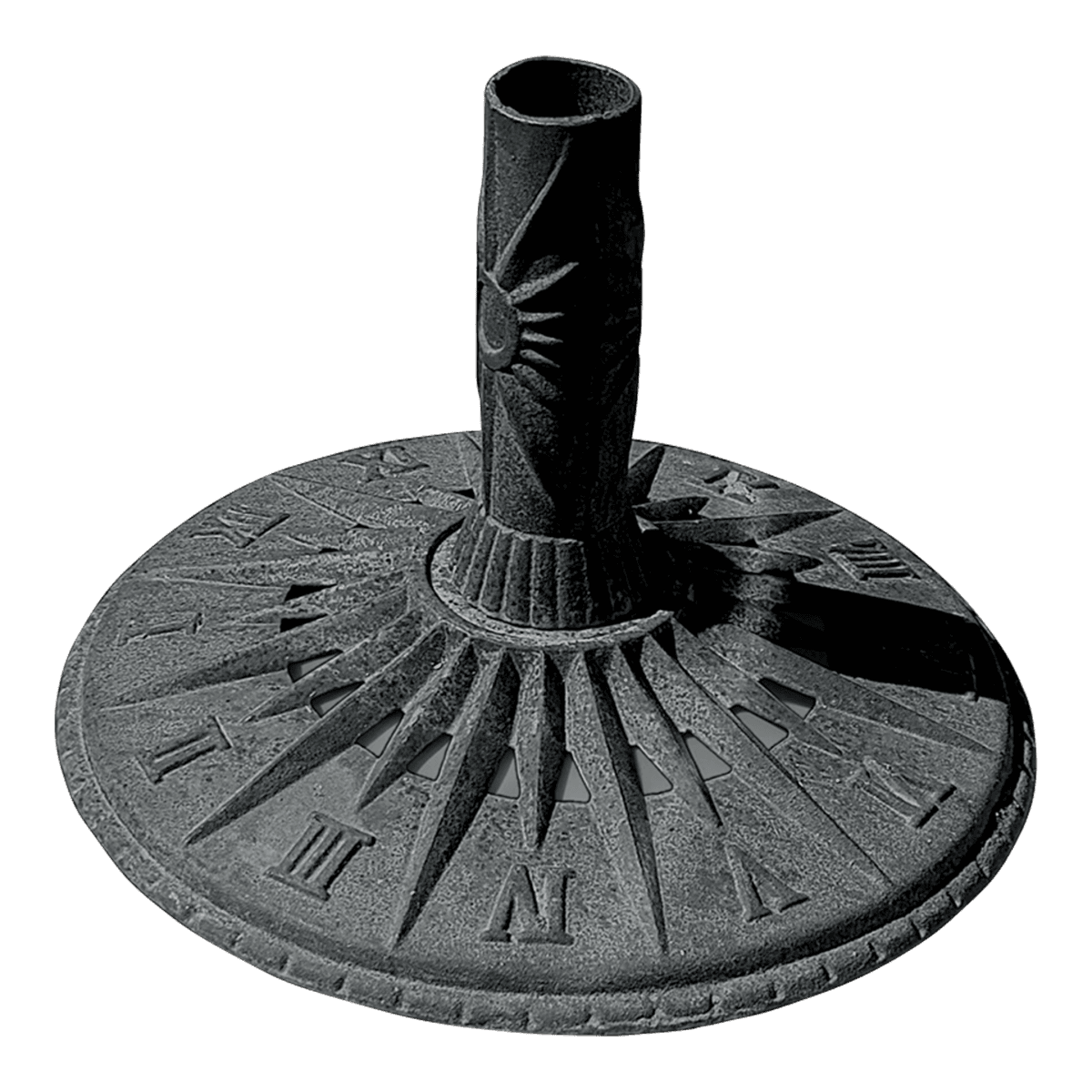 1960s Vintage Sundial Inspired Victorian Art Nouveau Style Cast Iron Patio Umbrella Stand - Thumbnail 2