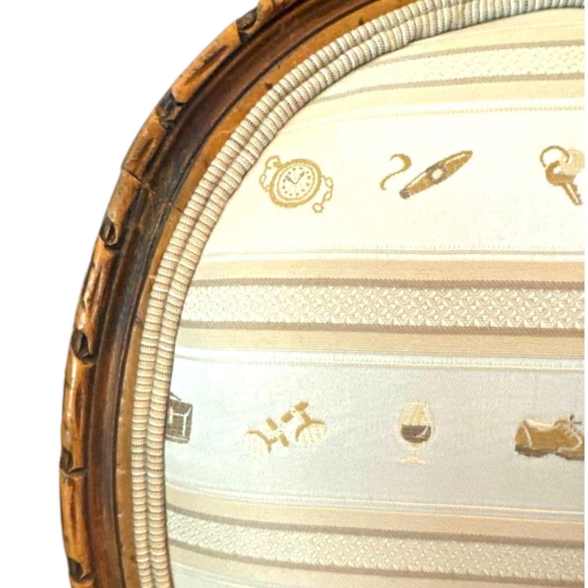 Early 1900s French Louis XVI Style Carved Walnut Fauteuil Fireside Armchair and Matching Ottoman - Thumbnail 7