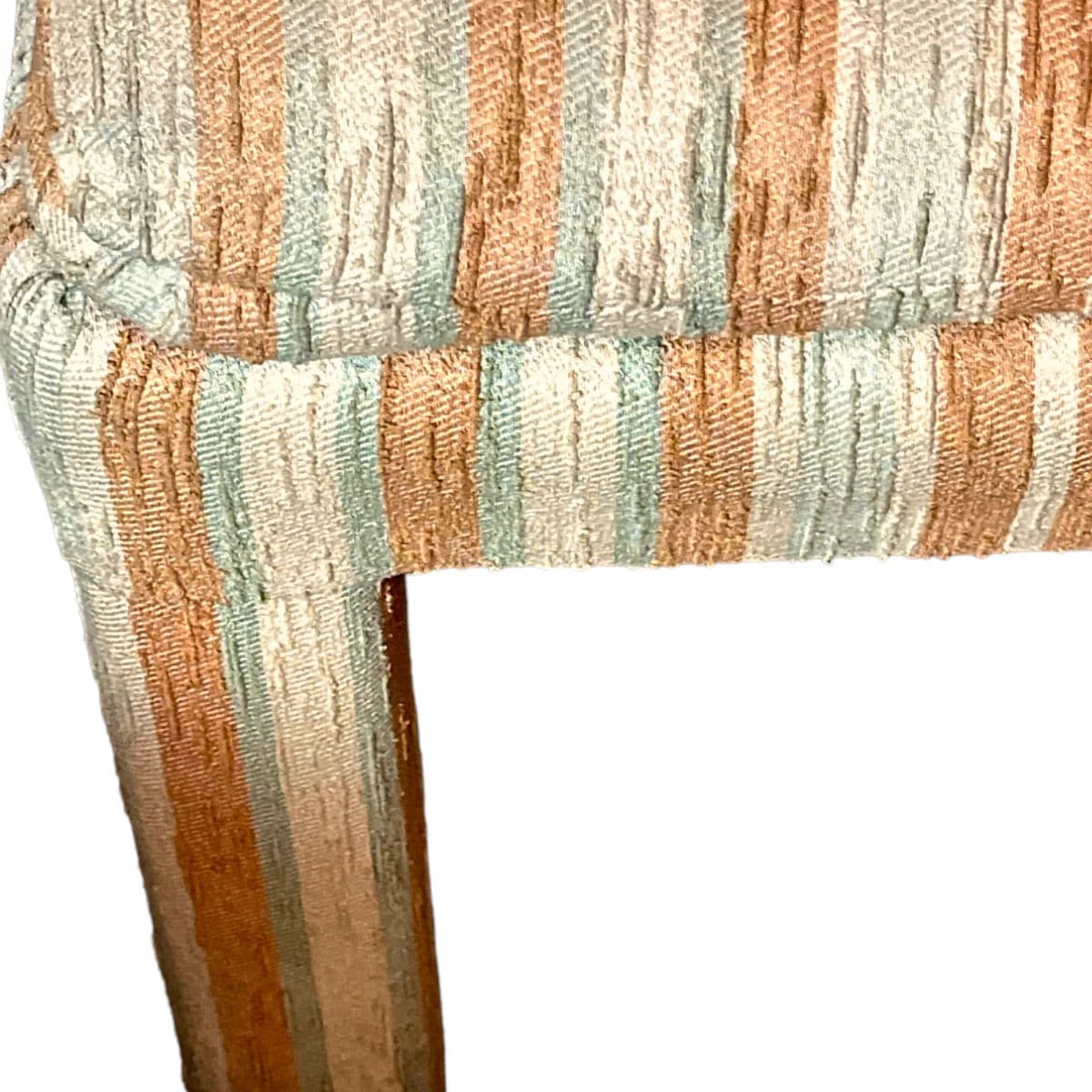 1960s Citrus Striped Brocade Upholstered Parsons Chairs in the Manner of Baughman- Set of 4 - Thumbnail 9