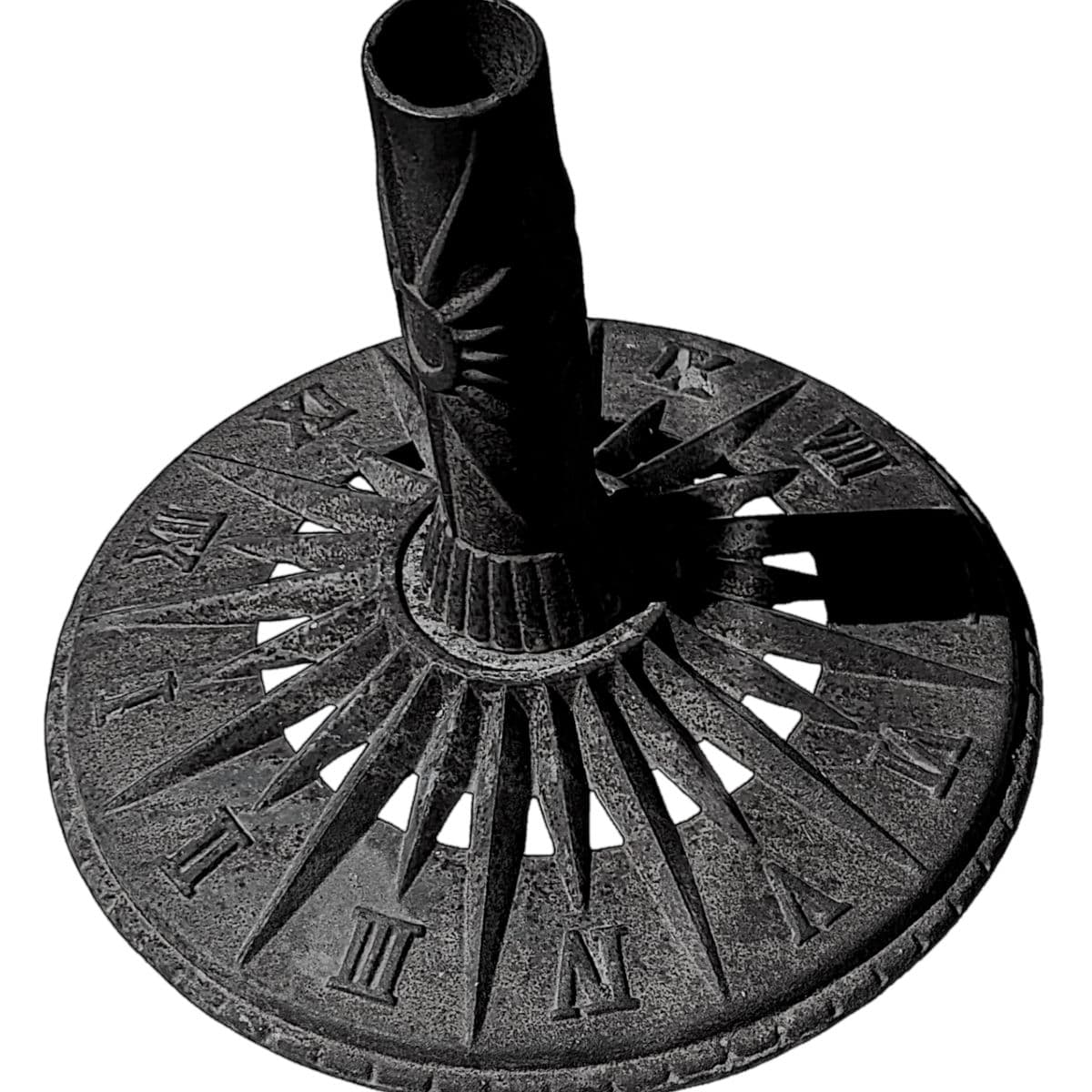1960s Vintage Sundial Inspired Victorian Art Nouveau Style Cast Iron Patio Umbrella Stand - Thumbnail 4