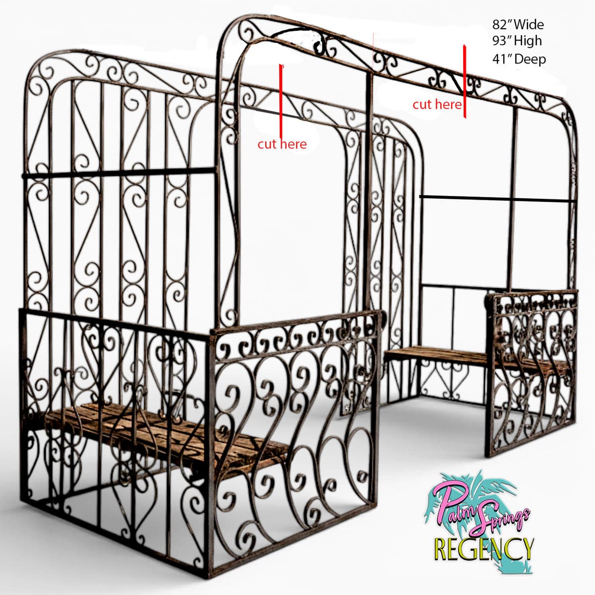 Mid-Century Mediterranean Custom Wrought Iron Garden Pergola 1965 - Thumbnail 4