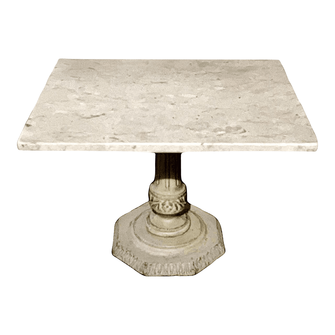 1940s Antique Victorian White Square Shaped Top Solid Italian Carrara Marble Side Table - Thumbnail 2