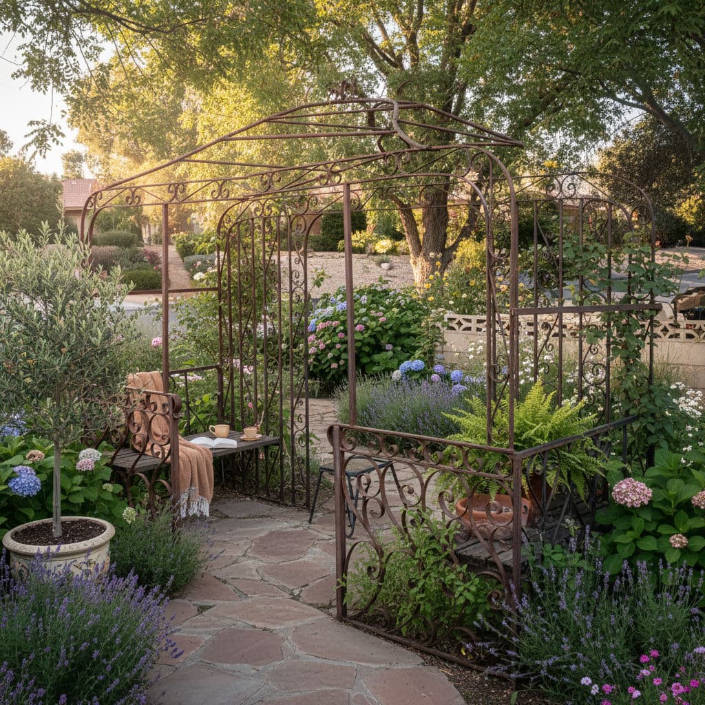 Mid-Century Mediterranean Custom Wrought Iron Garden Pergola 1965 - Thumbnail 6