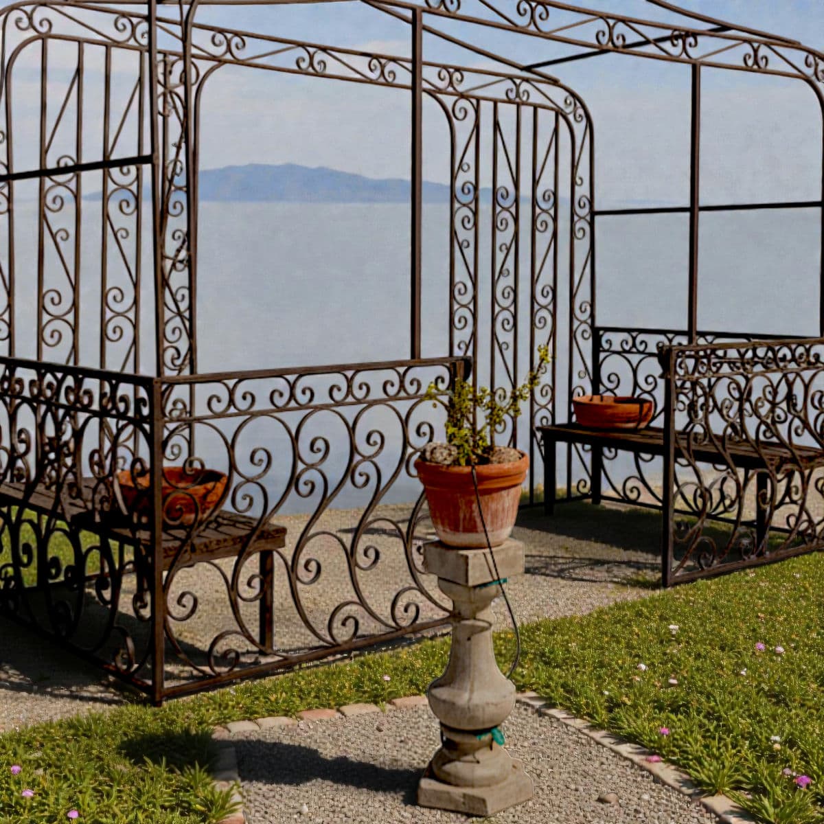 Mid-Century Mediterranean Custom Wrought Iron Garden Pergola 1965 - Thumbnail 7