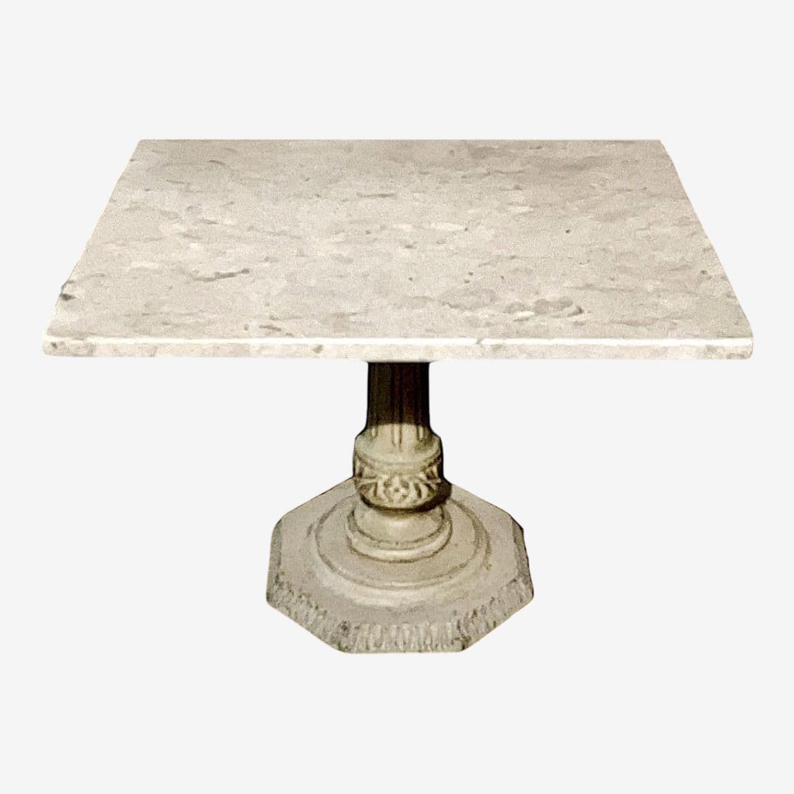 1940s Antique Victorian White Square Shaped Top Solid Italian Carrara Marble Side Table - Image 1