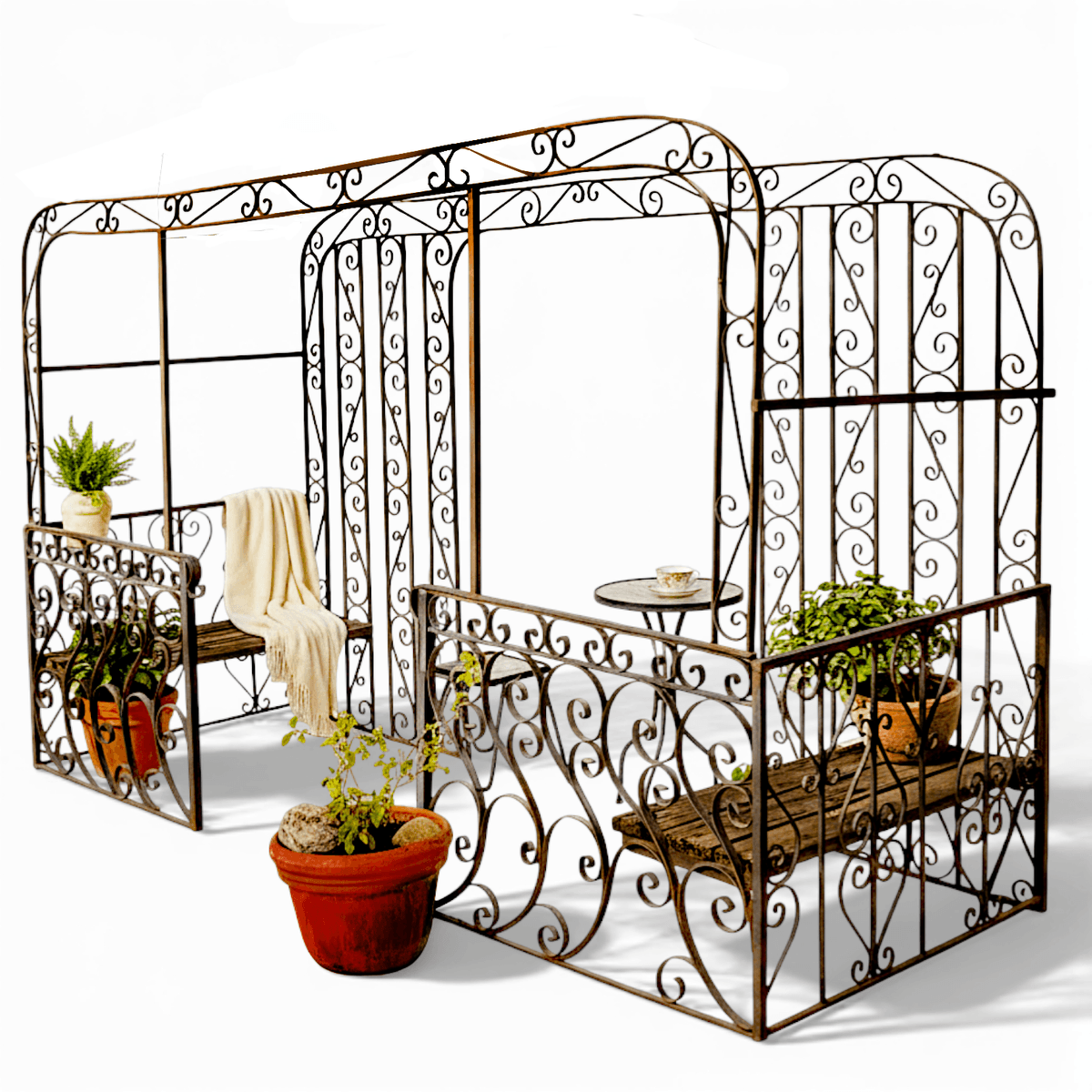 Mid-Century Mediterranean Custom Wrought Iron Garden Pergola 1965 - Thumbnail 3
