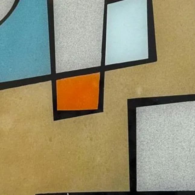 Modernist Abstract Print With Verre Églomisé by Ramon – Framed Geometric Composition - Thumbnail 10