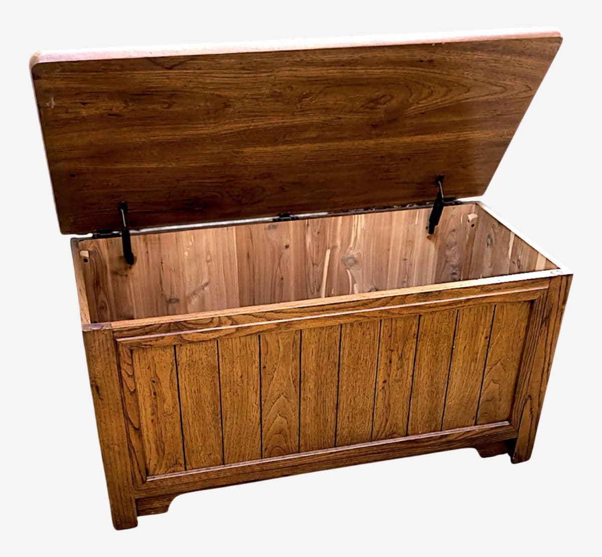 1990s Amish Style Paneled Cedar Lined Wooden Blanket Chest - Image 1