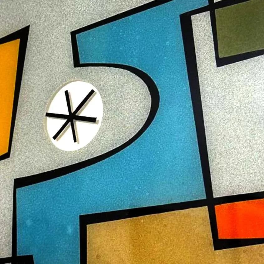 Modernist Abstract Print With Verre Églomisé by Ramon – Framed Geometric Composition - Thumbnail 9