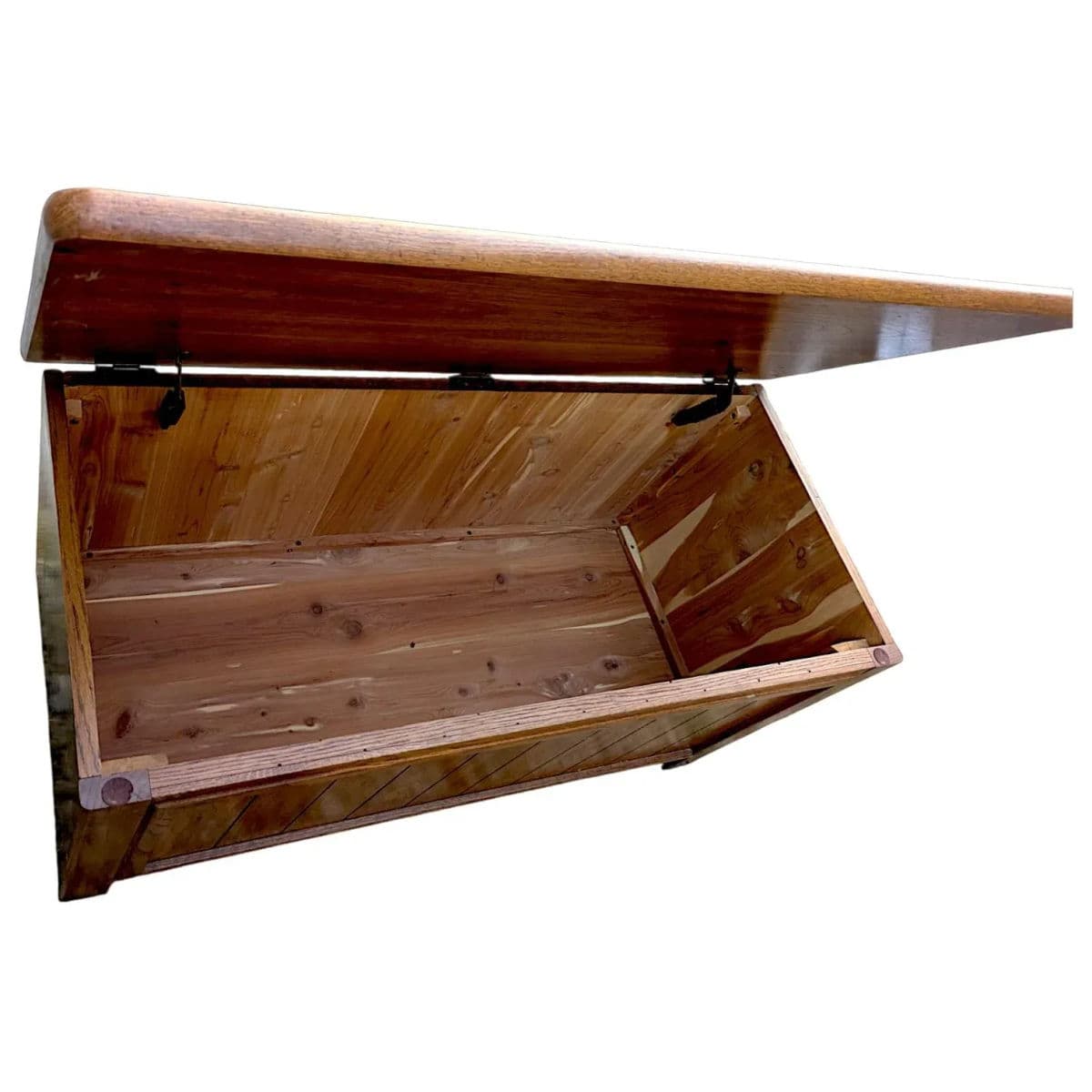 1990s Amish Style Paneled Cedar Lined Wooden Blanket Chest - Thumbnail 6