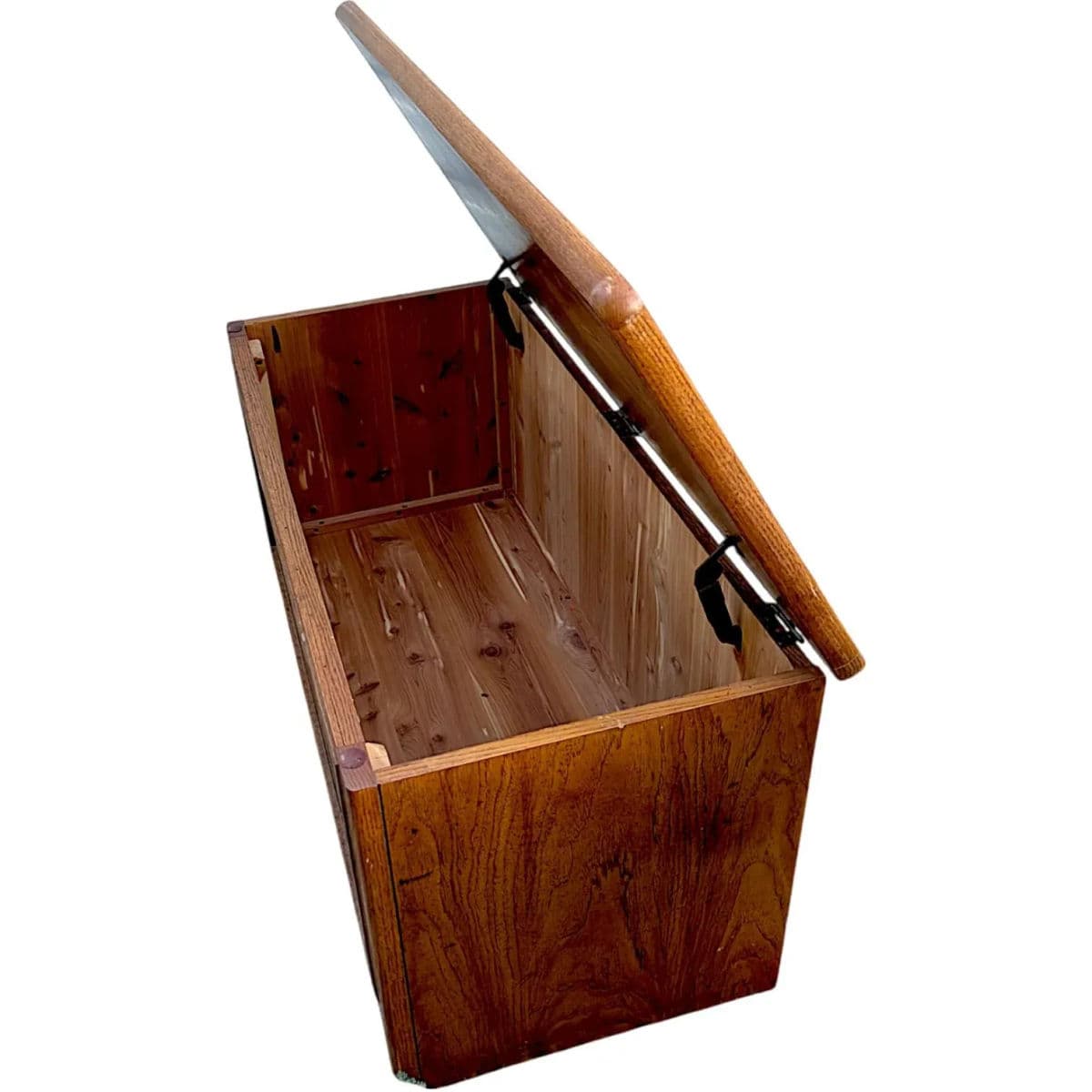 1990s Amish Style Paneled Cedar Lined Wooden Blanket Chest - Thumbnail 5