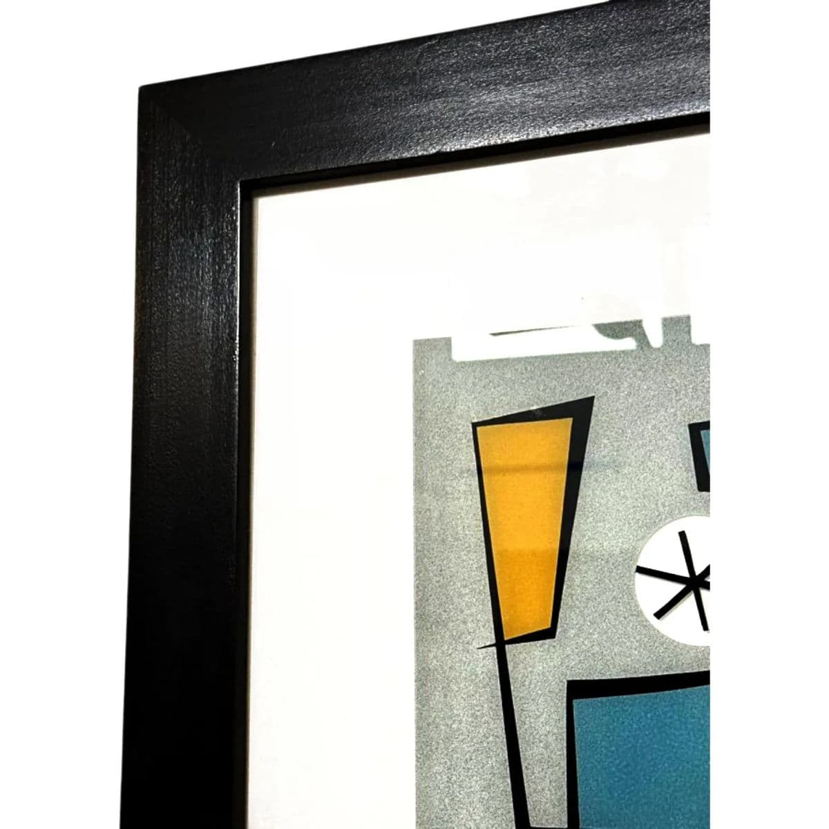 Modernist Abstract Print With Verre Églomisé by Ramon – Framed Geometric Composition - Thumbnail 5