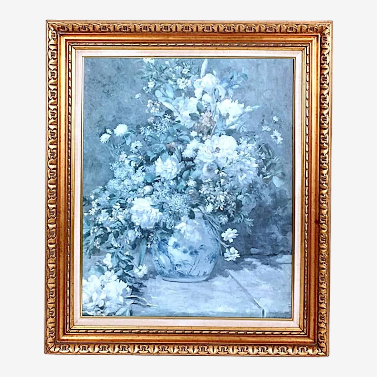 1970s Giltwood Framed Lithograph "Spring Bouquet" After Pierre-August Renoir - Image 1