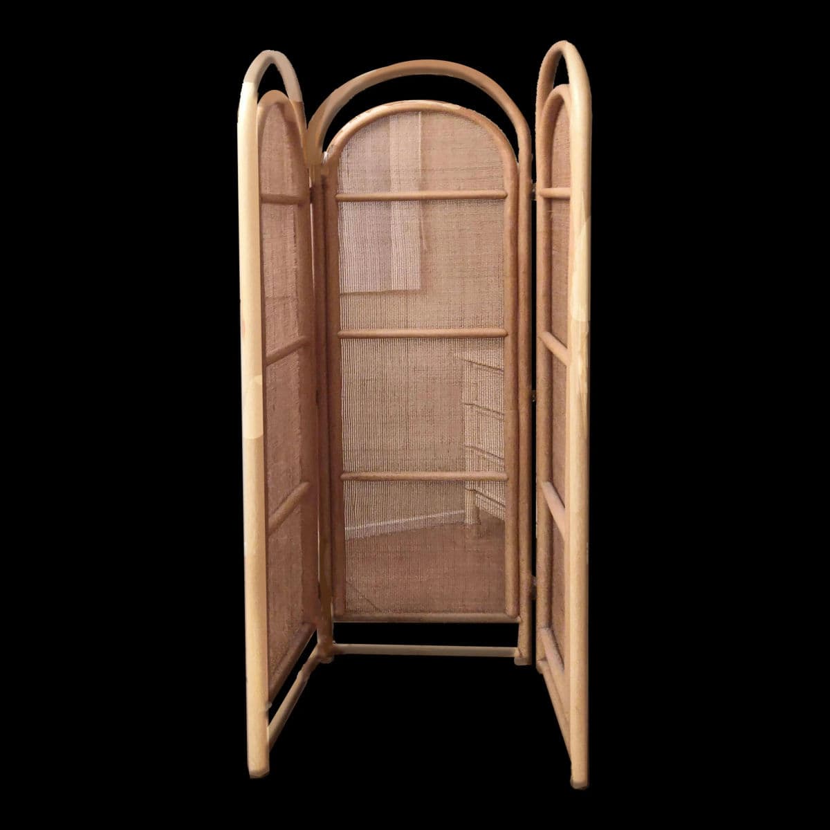 Sculptural Three-Panel Folding Screen Room Divider in Rattan and Wicker, 1960s - Thumbnail 9