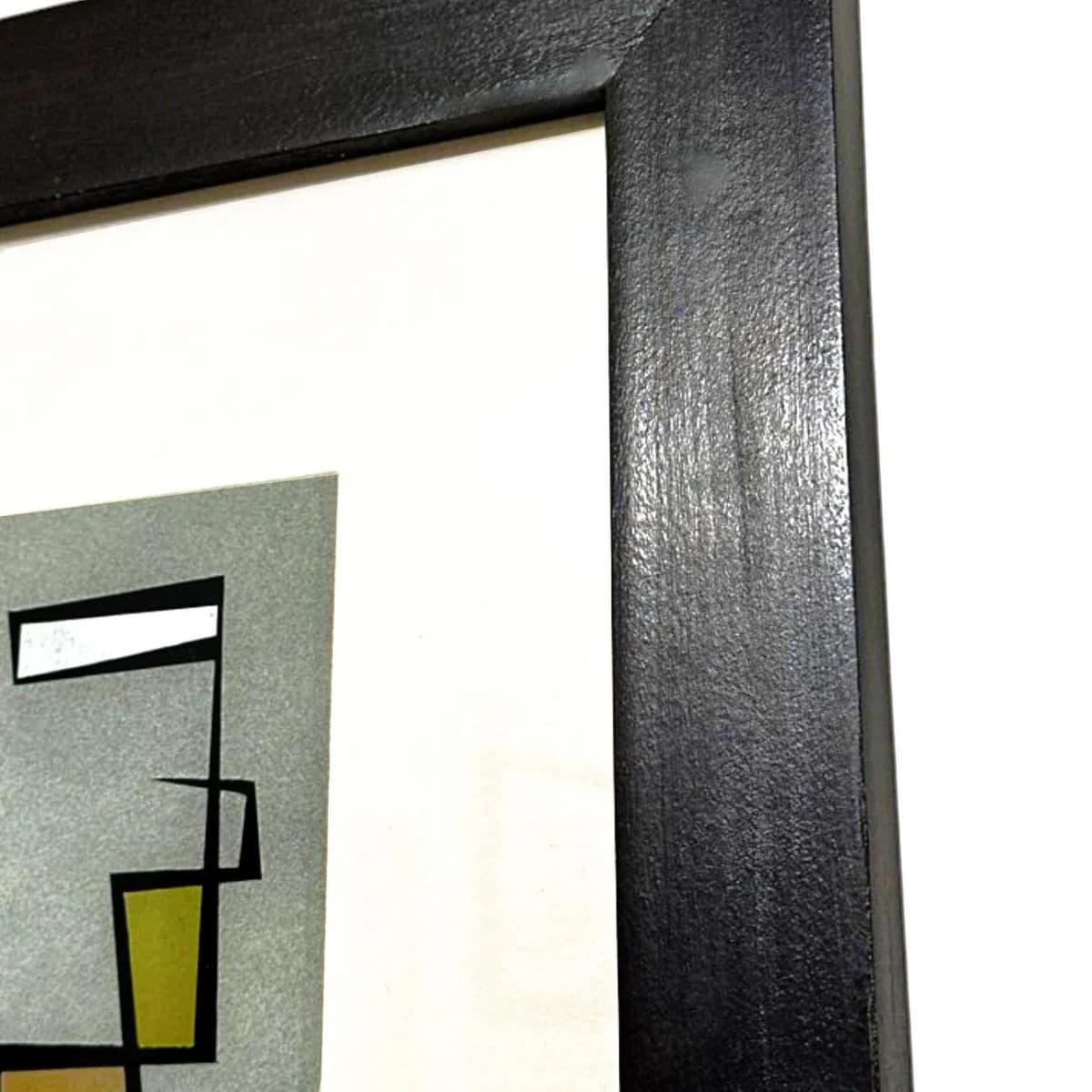 Modernist Abstract Print With Verre Églomisé by Ramon – Framed Geometric Composition - Thumbnail 6