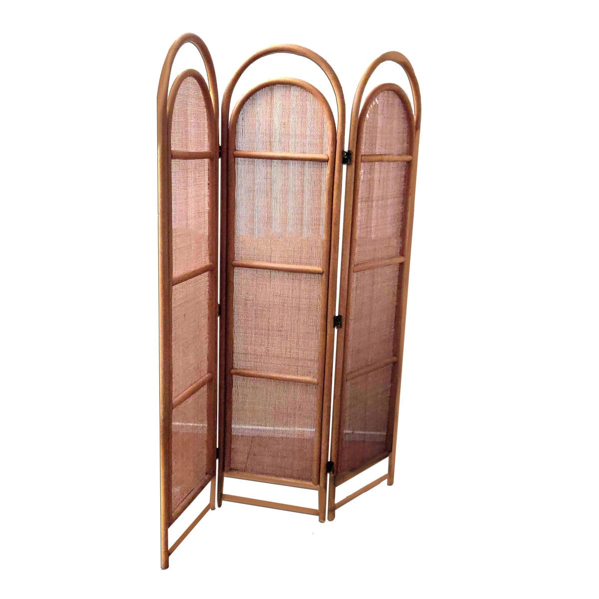 Sculptural Three-Panel Folding Screen Room Divider in Rattan and Wicker, 1960s - Thumbnail 4