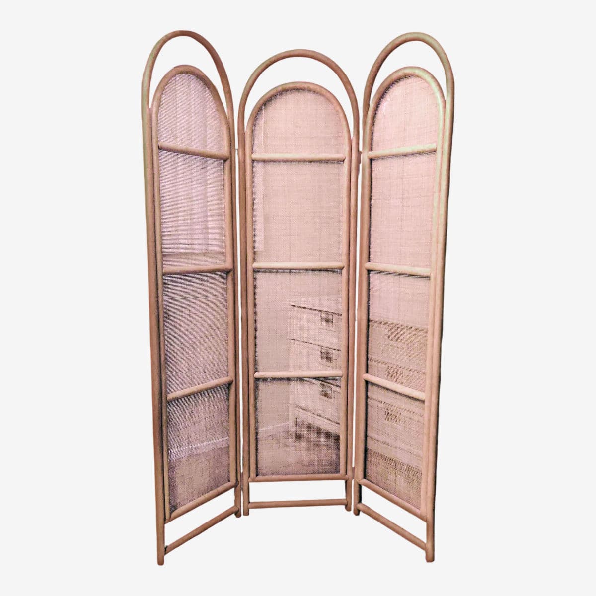 Sculptural Three-Panel Folding Screen Room Divider in Rattan and Wicker, 1960s - Image 1