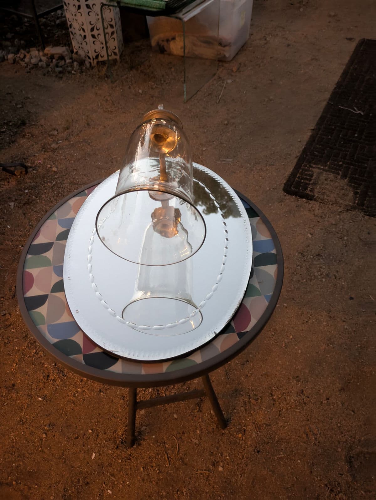 190 Hurricane Lamp Style Candle Sconce Attached to Etched Antique Oval Wall Mirror - Thumbnail 16