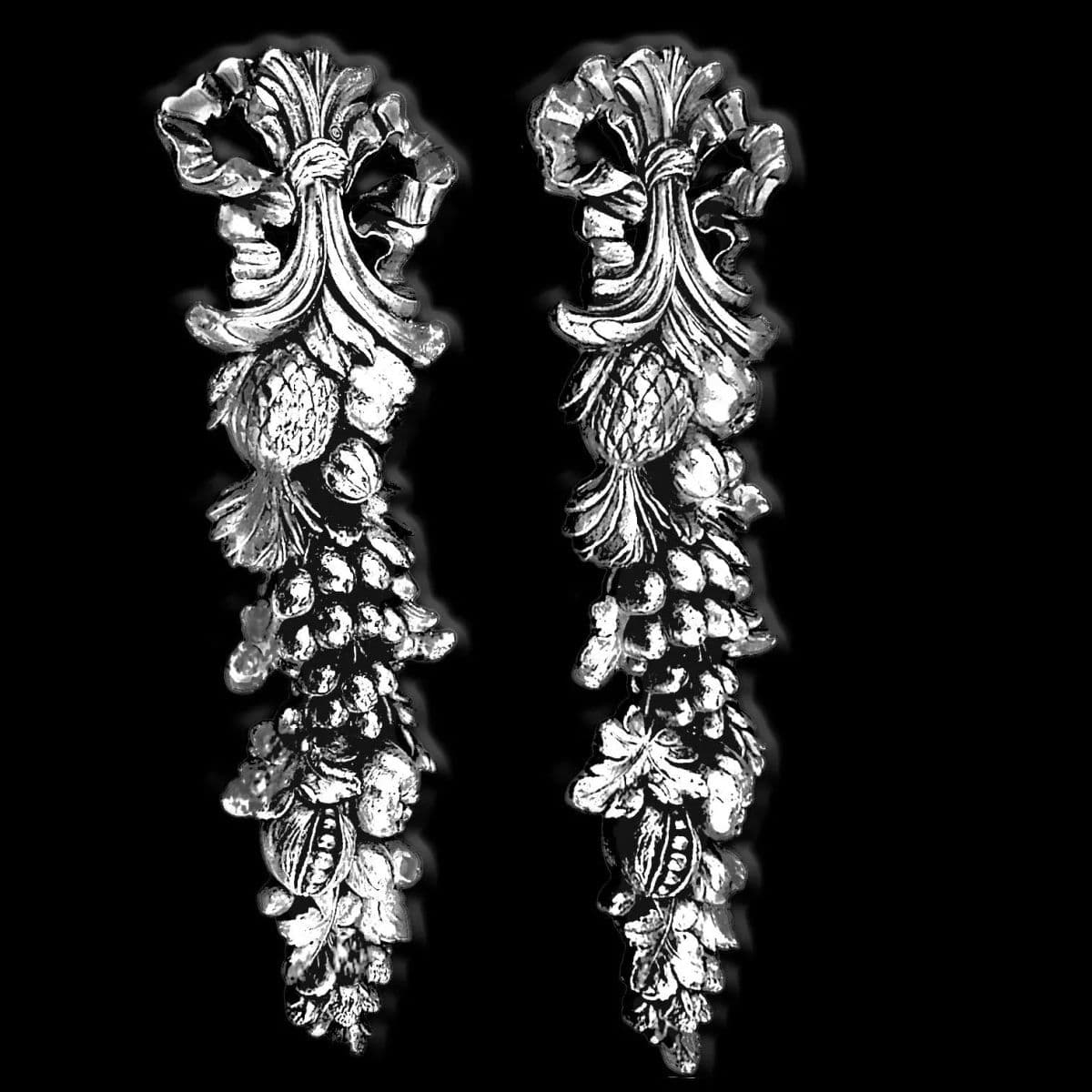 Mid-Century Syroco Wood Fruit and Bow Swag Wall Plaques in the Style of Della Robia – A Pair - Thumbnail 11