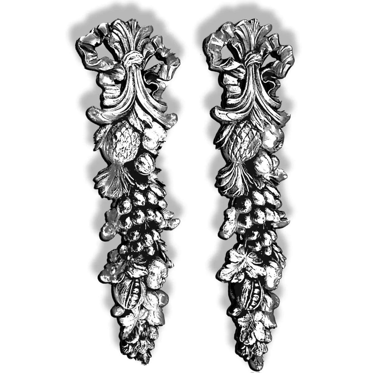 Mid-Century Syroco Wood Fruit and Bow Swag Wall Plaques in the Style of Della Robia – A Pair - Thumbnail 6