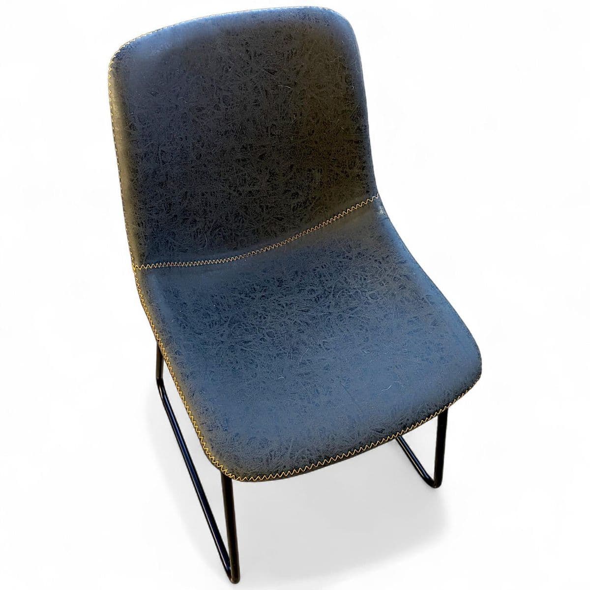 Charcoal Black Faux Leather Curved Bucket Dining Chairs on Black Metal Base - Set 4 - Thumbnail 11