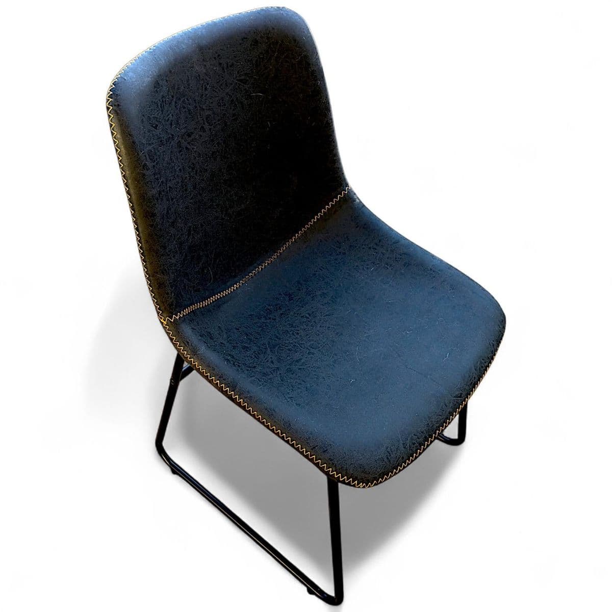 Charcoal Black Faux Leather Curved Bucket Dining Chairs on Black Metal Base - Set 4 - Thumbnail 9