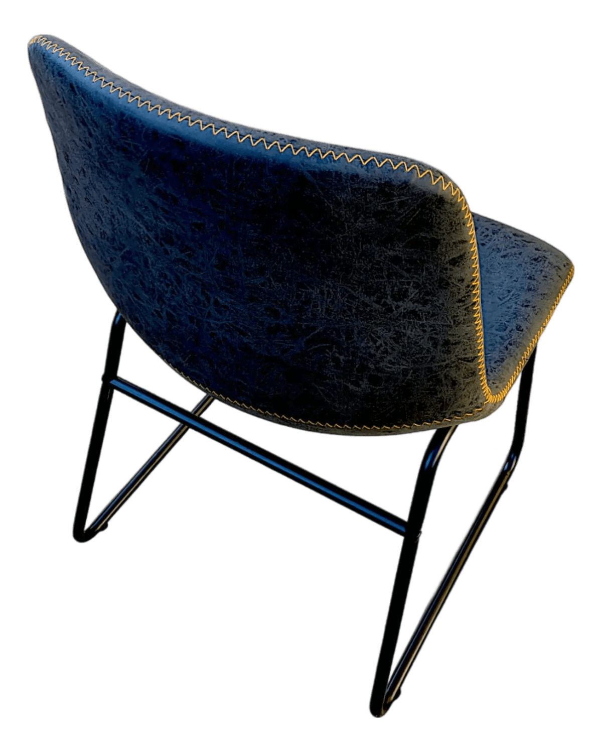 Charcoal Black Faux Leather Curved Bucket Dining Chairs on Black Metal Base - Set 4 - Thumbnail 2