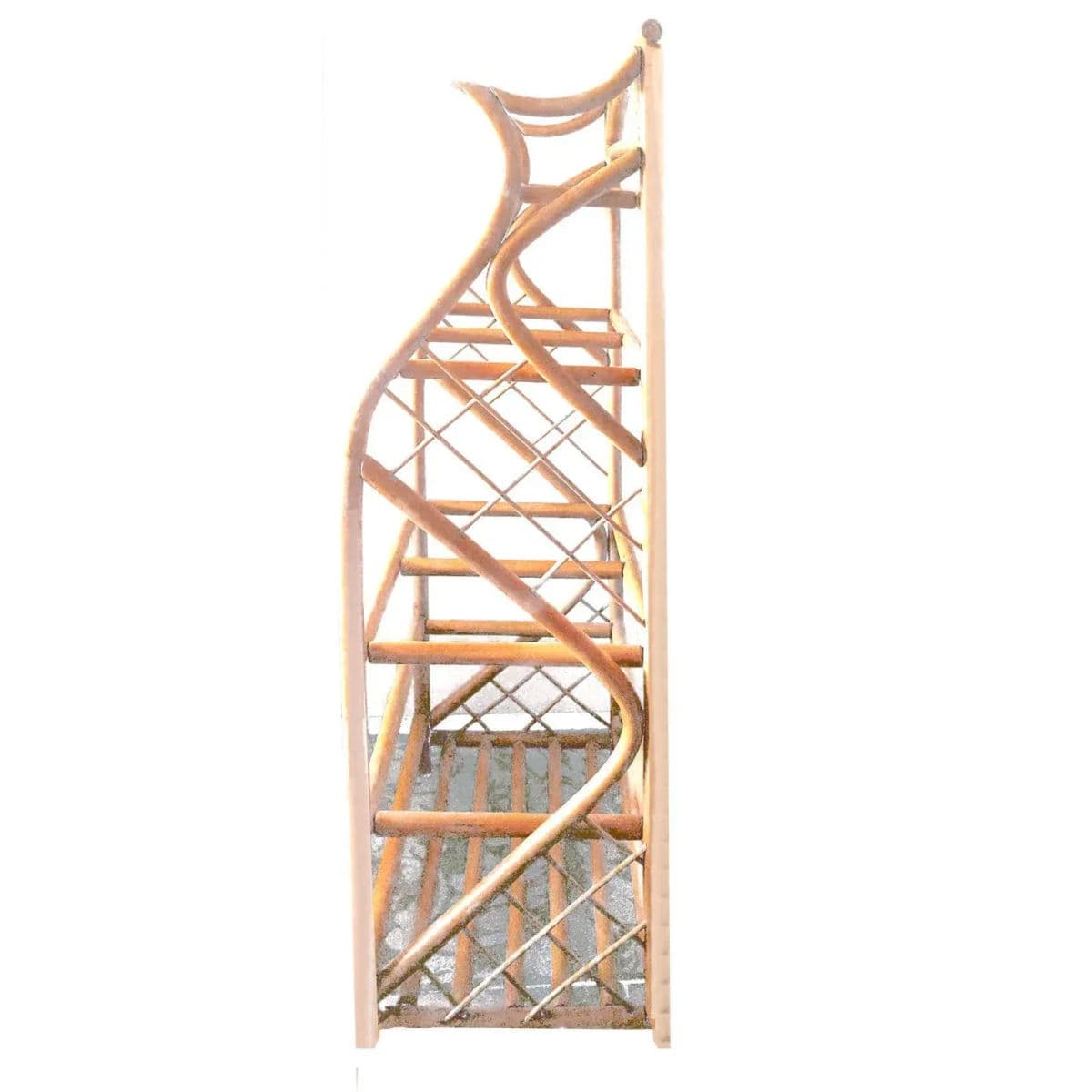 1970's Pagoda Style Natural Toned Bent Wood Rattan Étagère - Thumbnail 5