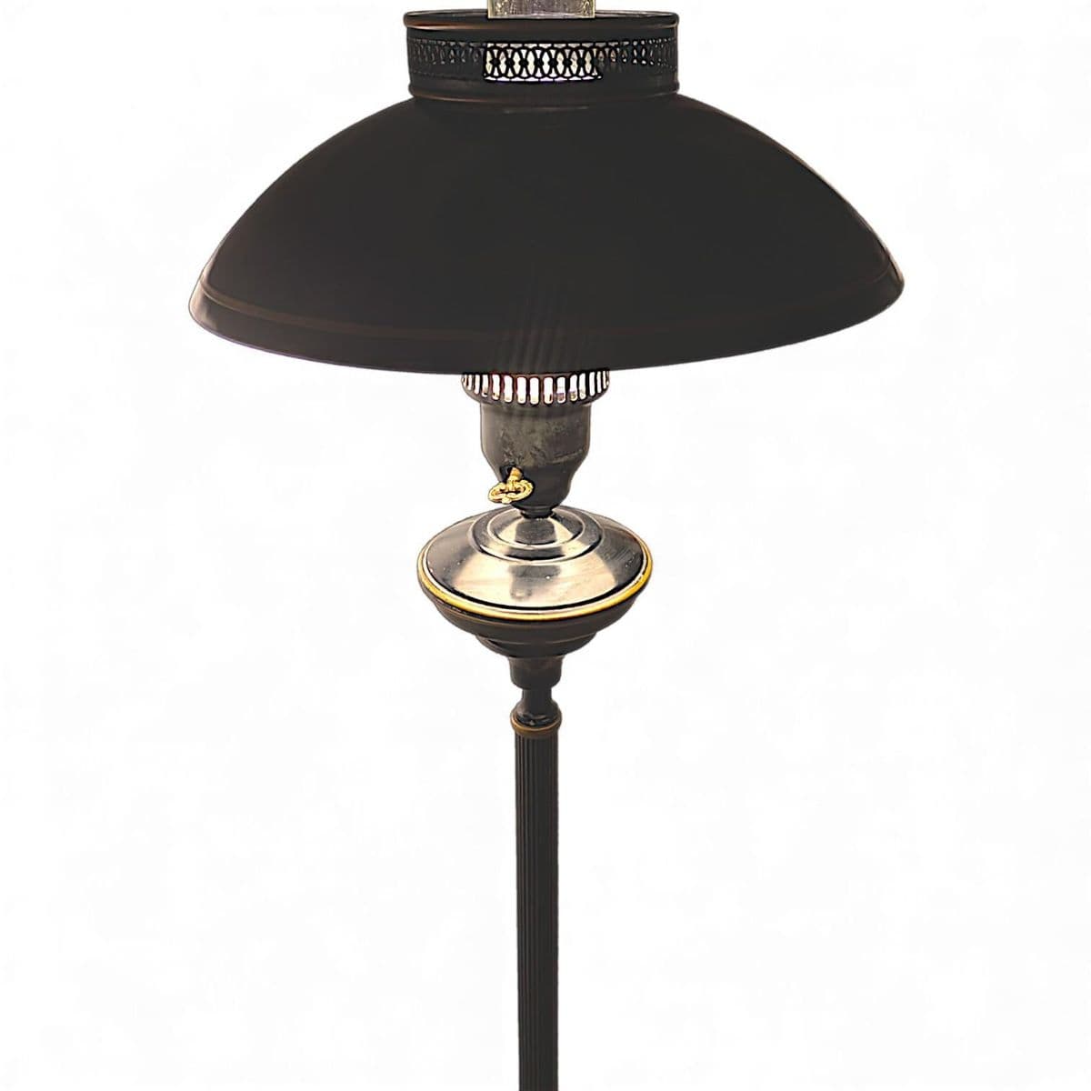 Vintage French Empire Hurricane Lamp Style Black Floor Lamp With Toleware Shade - Thumbnail 10