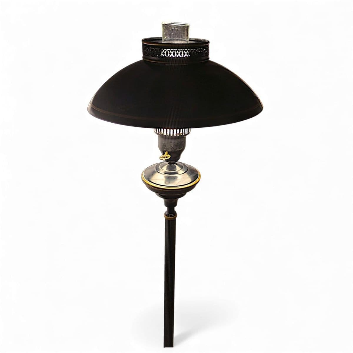 Vintage French Empire Hurricane Lamp Style Black Floor Lamp With Toleware Shade - Thumbnail 11