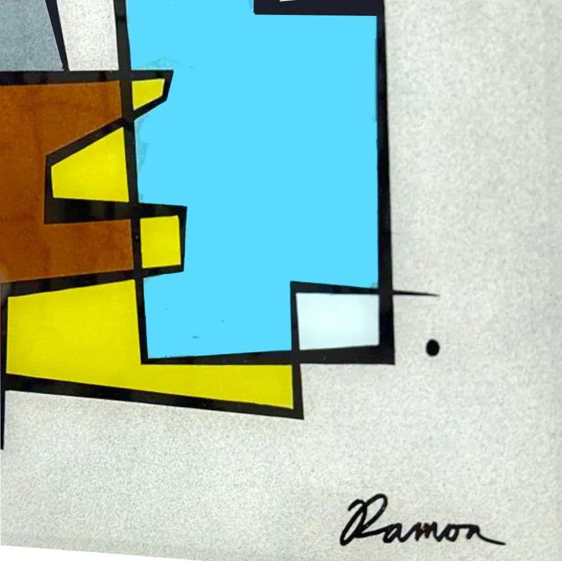 Abstract Modernist Print With Verre Églomisé by Ramon – Framed Geometric Composition - Thumbnail 7