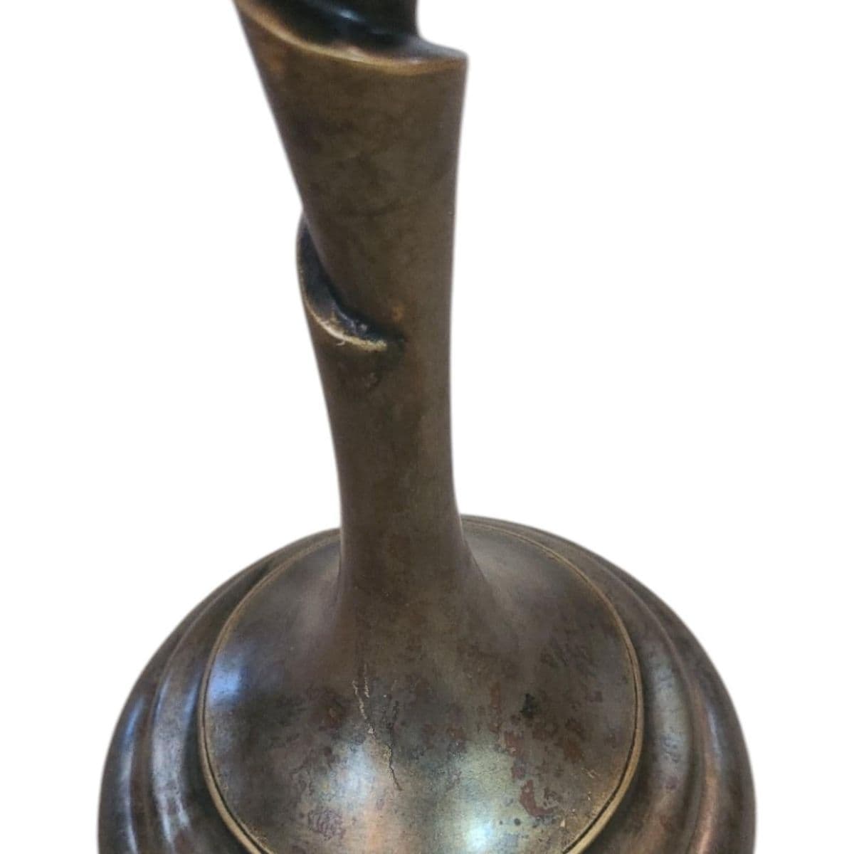 Spiral Cut Bronze Toned Torchiere Buffet Lamps With Tiger Striped Amber Glass Shades - A Pair - Thumbnail 6