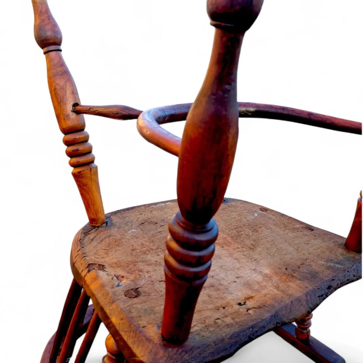 Circa 1820 Elm and Yew Wood Windsor Captains Armchair With Crinoline Stretcher - Thumbnail 10