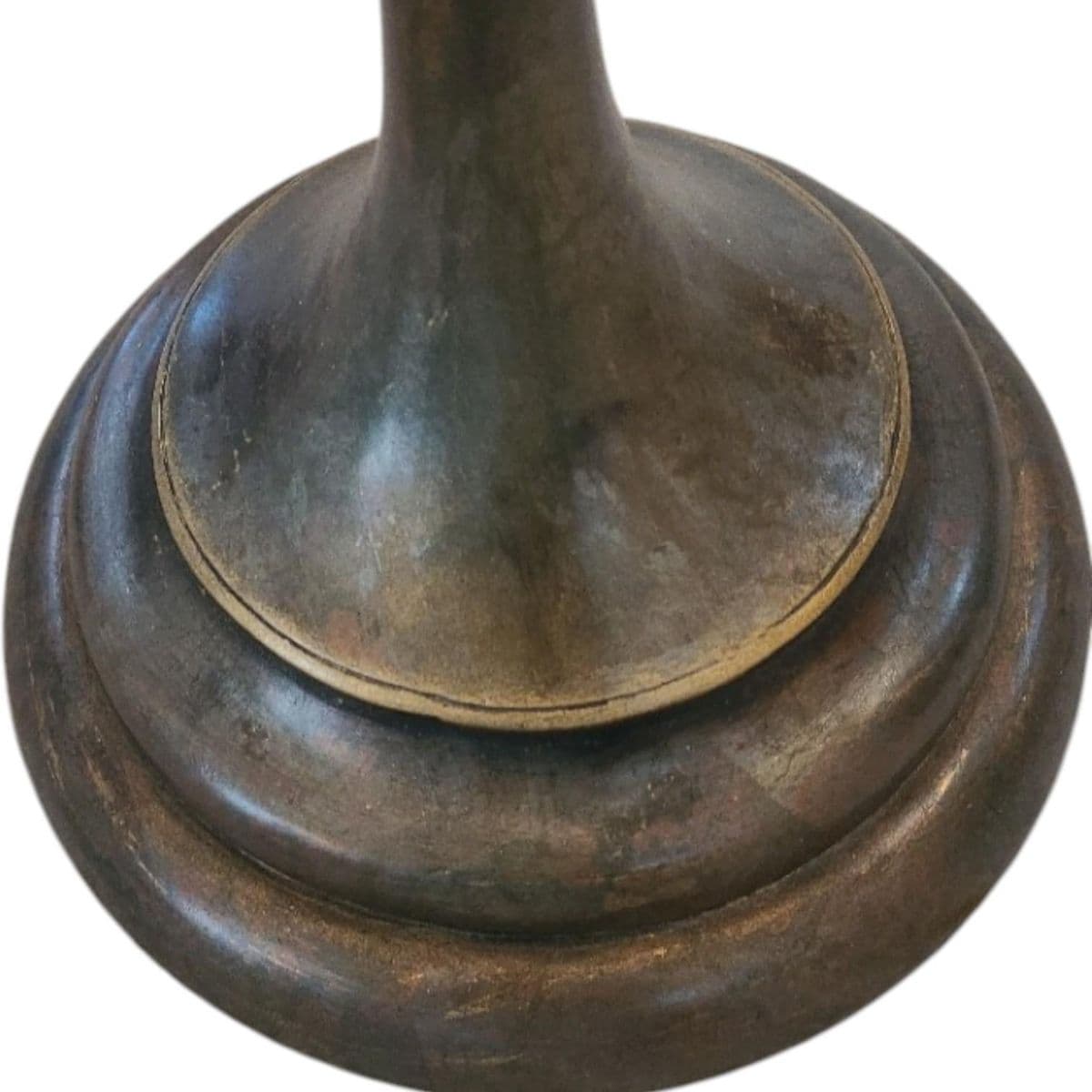 Spiral Cut Bronze Toned Torchiere Buffet Lamps With Tiger Striped Amber Glass Shades - A Pair - Thumbnail 7