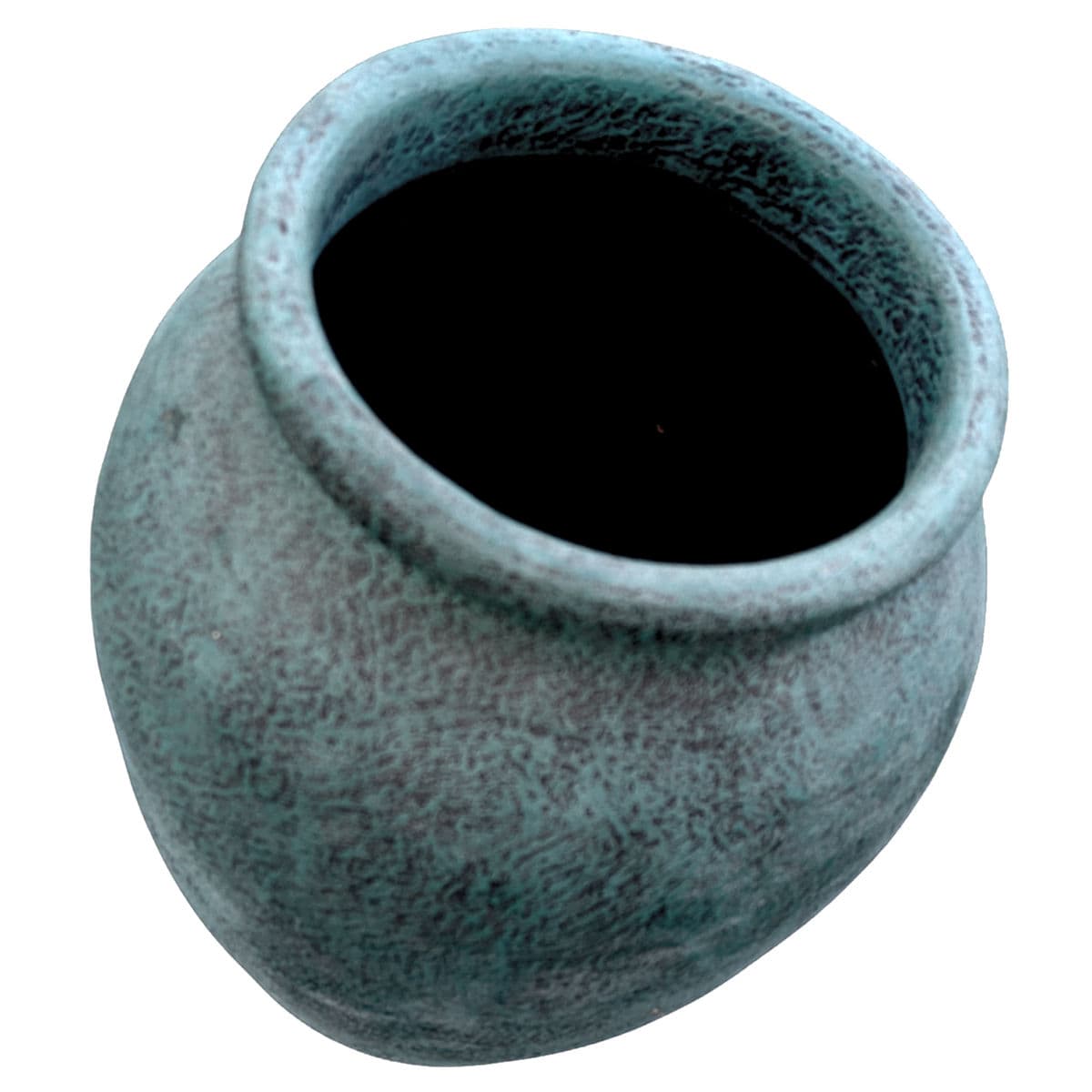 1980's Incised Turquoise Yellow Botanical Themed Hand-Thrown Studio Pottery Planter Vessel - Thumbnail 6