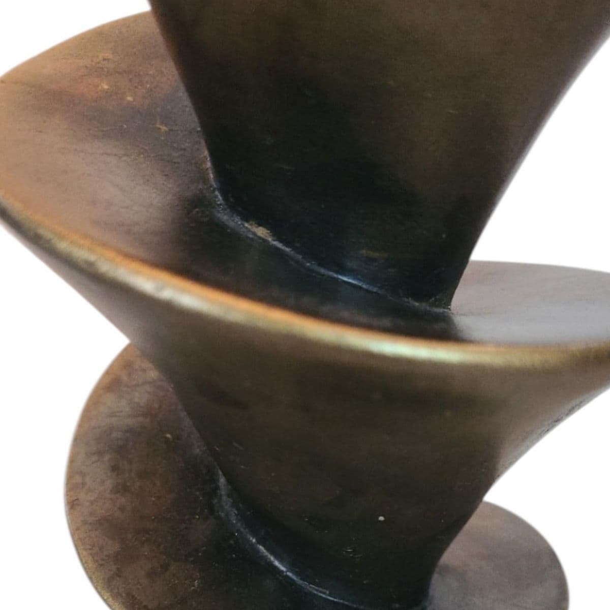 Spiral Cut Bronze Toned Torchiere Buffet Lamps With Tiger Striped Amber Glass Shades - A Pair - Thumbnail 4