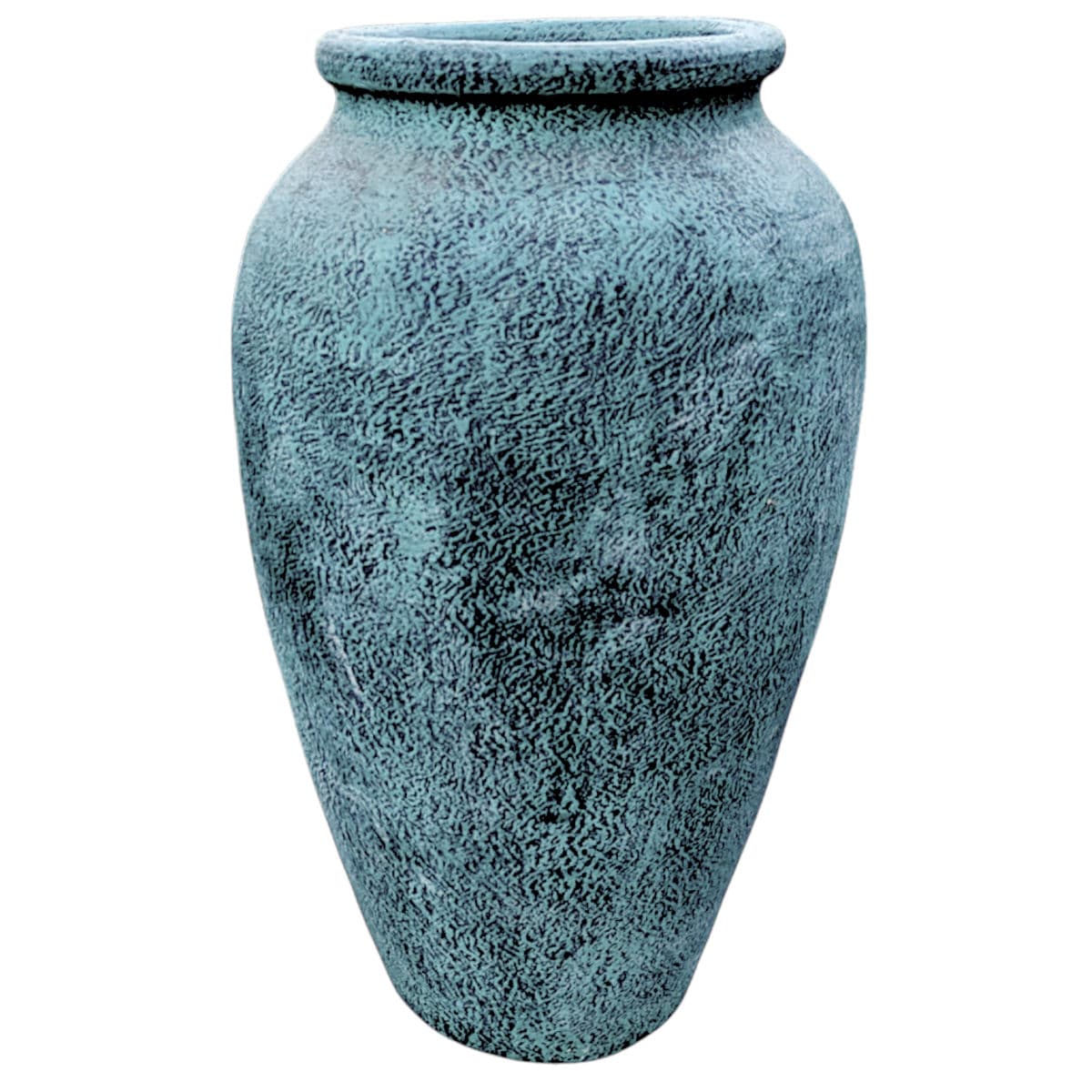 1980's Incised Turquoise Yellow Botanical Themed Hand-Thrown Studio Pottery Planter Vessel - Thumbnail 5