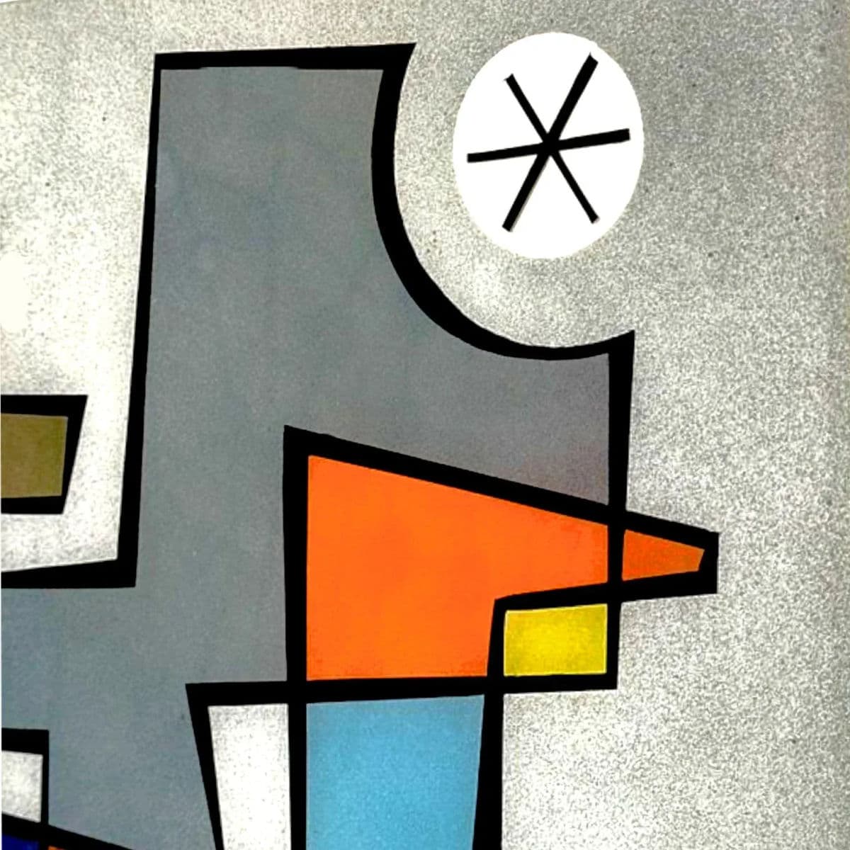 Abstract Modernist Print With Verre Églomisé by Ramon – Framed Geometric Composition - Thumbnail 10