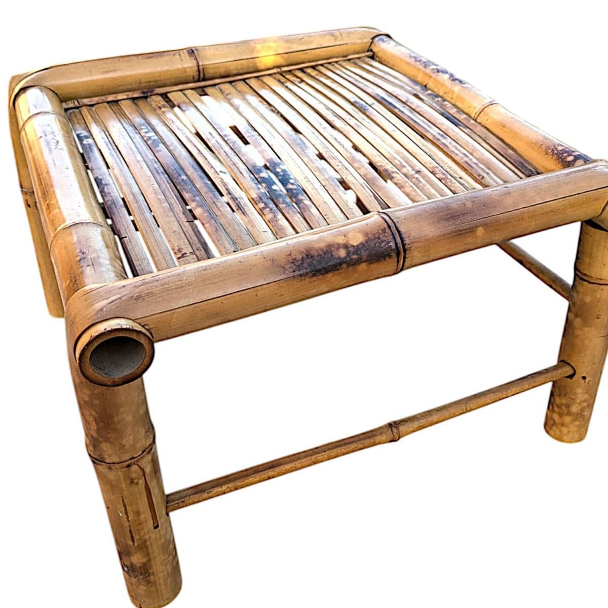 Vintage 1970’s Square Shaped Scorched Bamboo Plant Stand - Thumbnail 8