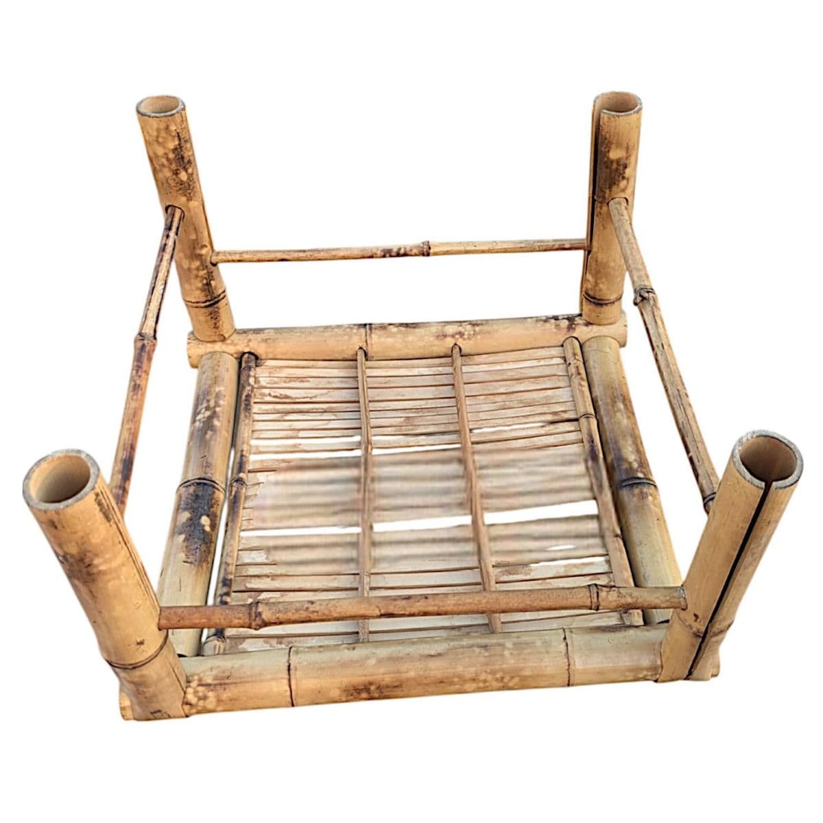 Vintage 1970’s Square Shaped Scorched Bamboo Plant Stand - Thumbnail 5