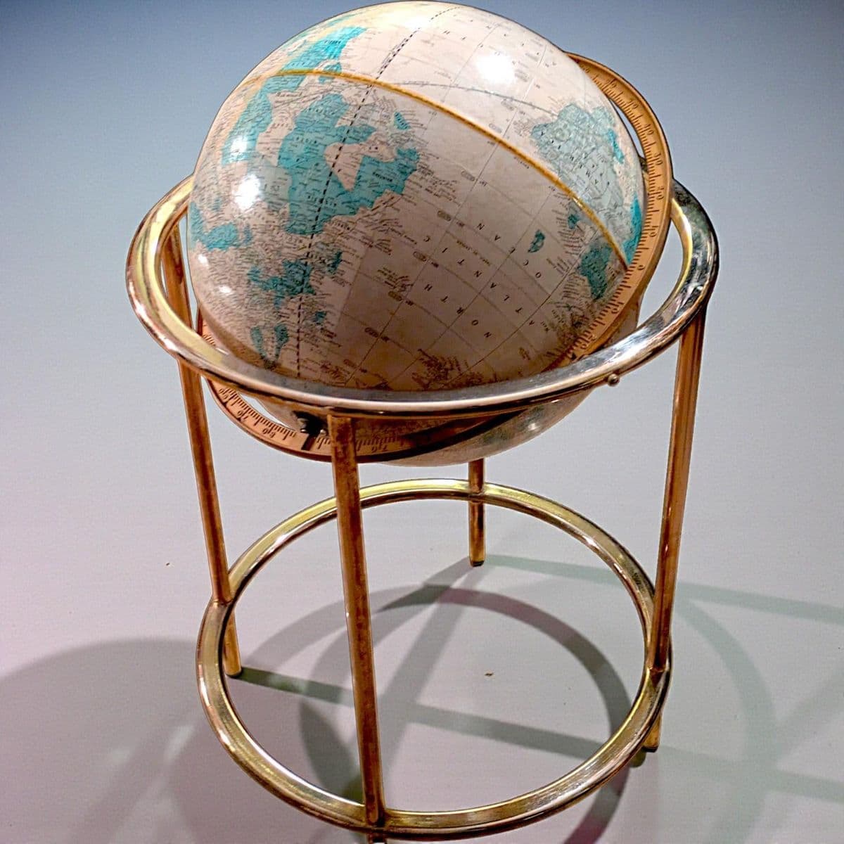 Collectible Cartographic Vintage 16" Cram's Imperial World Globe on Brass Toned Floor Stand - Thumbnail 7
