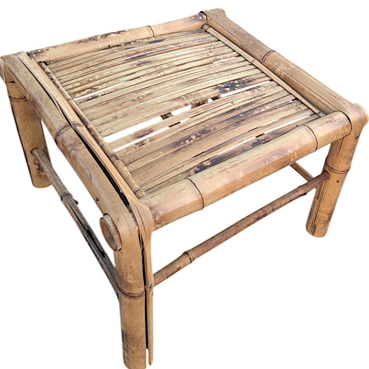 Vintage 1970’s Square Shaped Scorched Bamboo Plant Stand - Thumbnail 6