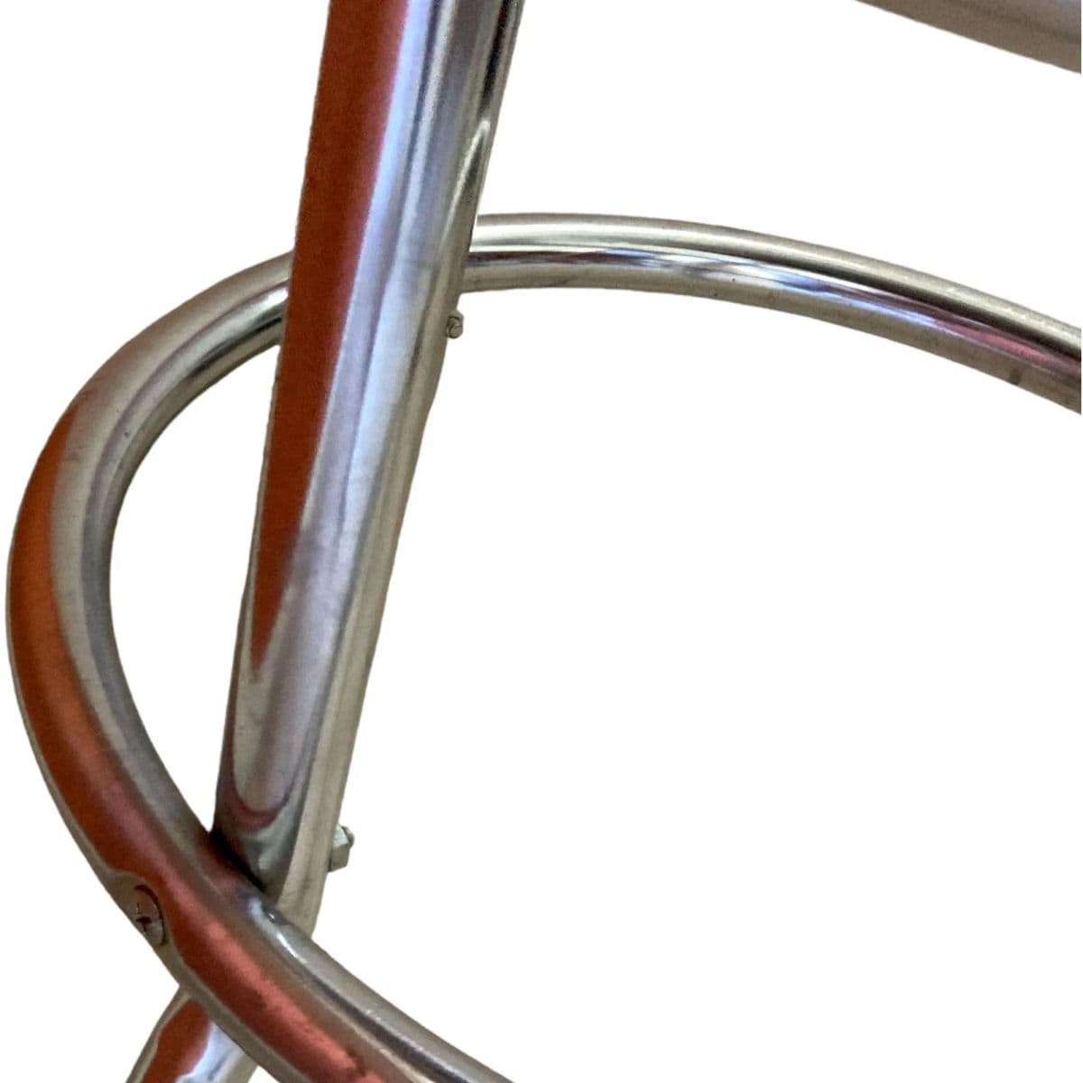1970s Armless 2 Ring Chrome Swivel Counter Stool With Round Cushioned Seat - Thumbnail 5