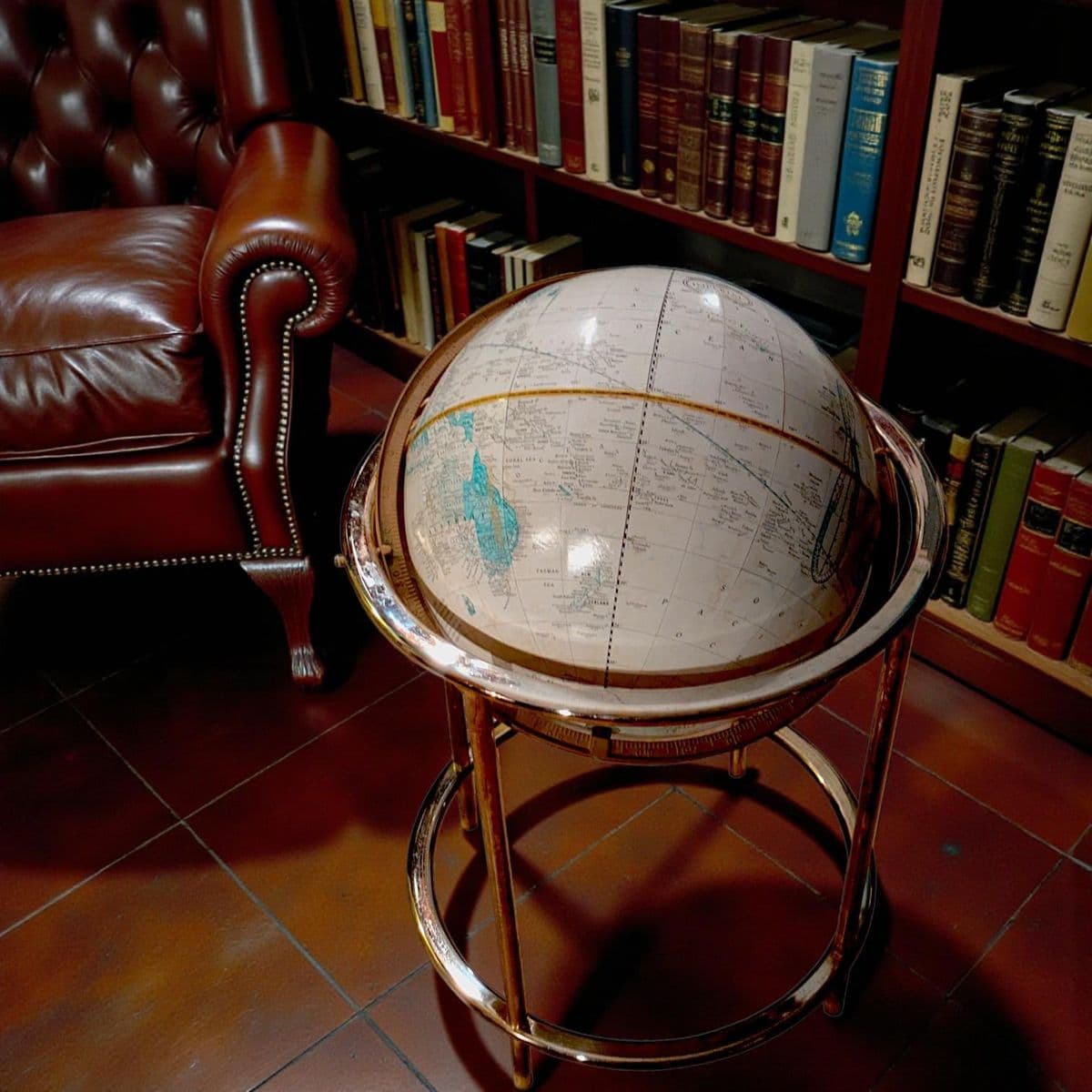 Collectible Cartographic Vintage 16" Cram's Imperial World Globe on Brass Toned Floor Stand - Thumbnail 5