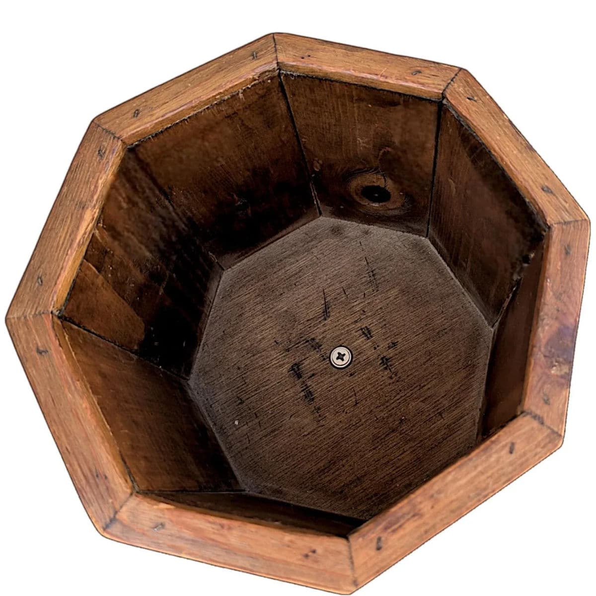 1970s Turned Wood Octagonal Plant Stand / Plant Holder / Ice Bucket Holder - Thumbnail 7