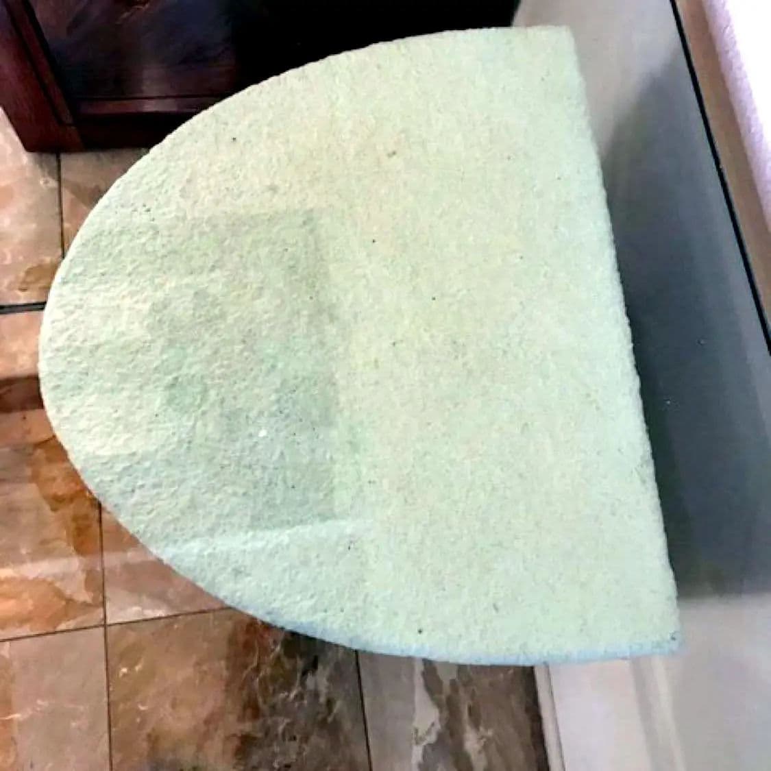 1980s Modernist Off-White Demi-Lune Plaster Double Pedestal Console Table With Glass Top - Thumbnail 12