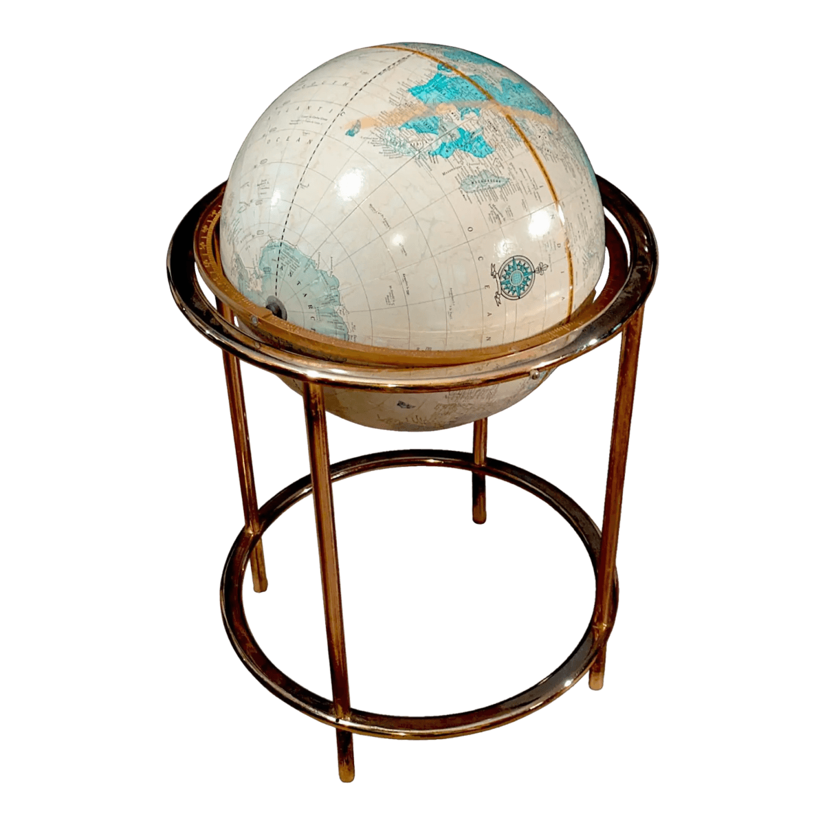 Collectible Cartographic Vintage 16" Cram's Imperial World Globe on Brass Toned Floor Stand - Thumbnail 2