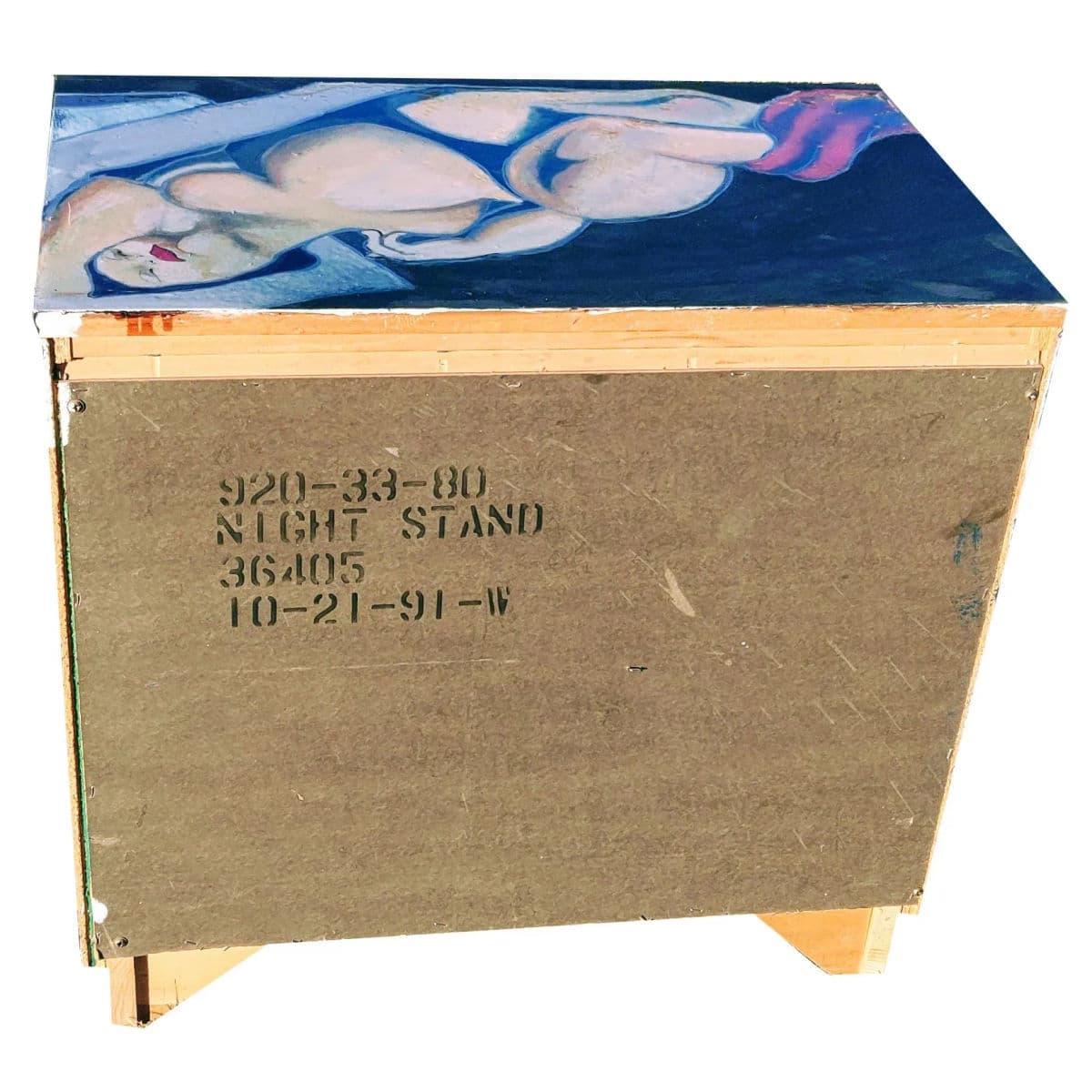 Patrick Briggs 'Tamara De Lempica" 2021 Acrylic Painted Campaign Style Wooden Nightstand - Thumbnail 12